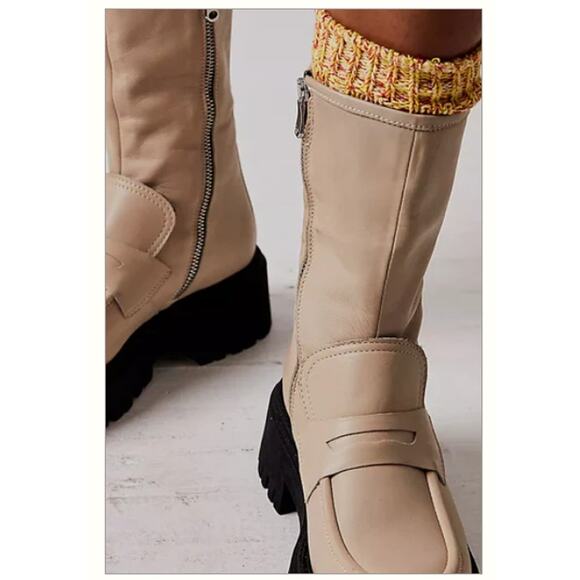 Free People Womens Madison Loafer Chunky Lug Sole Boots Taupe EU 40 US 10